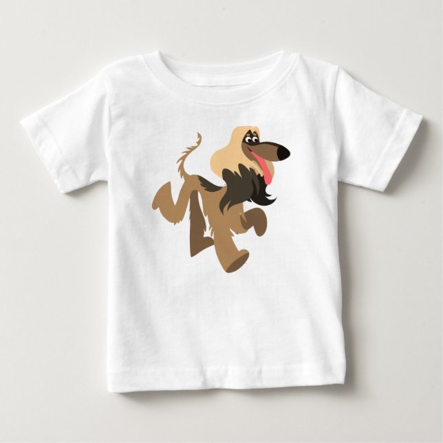 Cute Clownish Tecknad Afghan Hound Baby T-Shirt (Framsida)