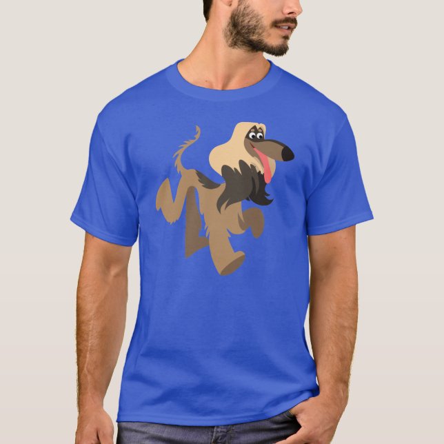 Cute Clownish Tecknad Afghan Hound T-Shirt (Framsida)