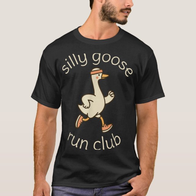 Cute Club Sport Silly Marathon Gymer Running Goose T Shirt (Framsida)