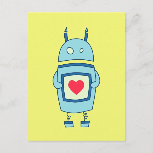 Cute Clumsy Robot med hjärta Vykort (Framsida)
