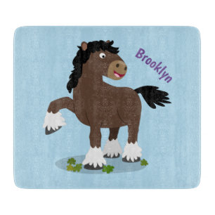 Cute Clydesdale draft horse tecknad illustration