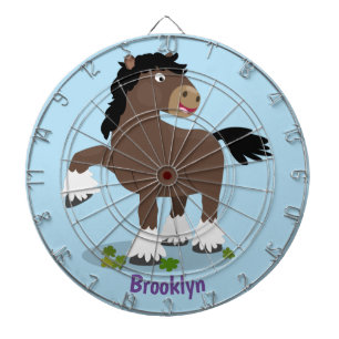 Cute Clydesdale draft horse tecknad illustration Darttavla