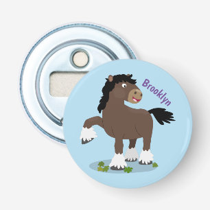 Cute Clydesdale draft horse tecknad illustration Flasköppnare
