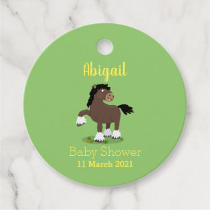 Cute Clydesdale draft horse tecknad illustration Gåvor Etiketter