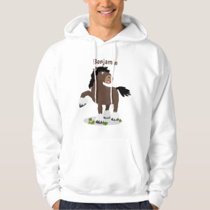 Cute Clydesdale draft horse tecknad illustration Hoodie