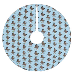 Cute Clydesdale draft horse tecknad illustration Julgransmatta Borstad Polyester