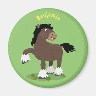 Cute Clydesdale draft horse tecknad illustration Magnet
