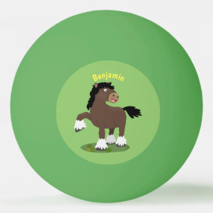 Cute Clydesdale draft horse tecknad illustration Pingisboll