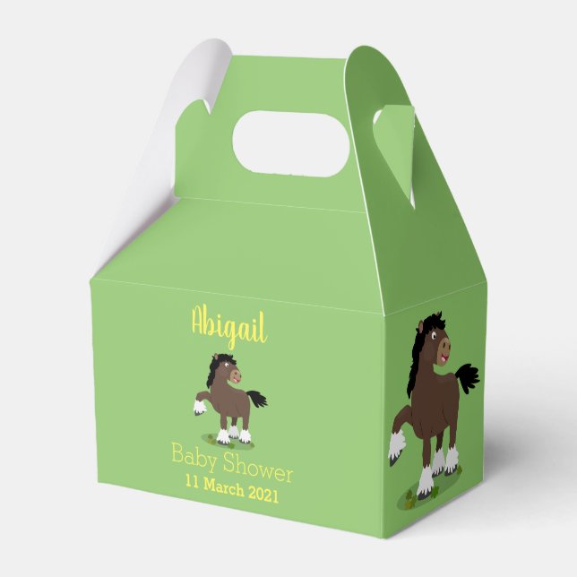 Cute Clydesdale draft horse tecknad illustration Presentaskar (Framsidan Sidan)