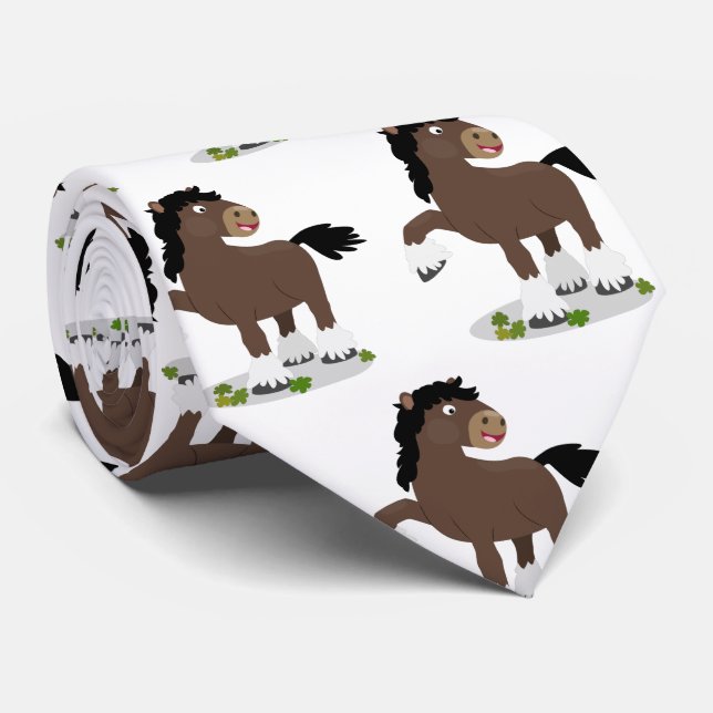 Cute Clydesdale draft horse tecknad illustration Slips (Rullad)