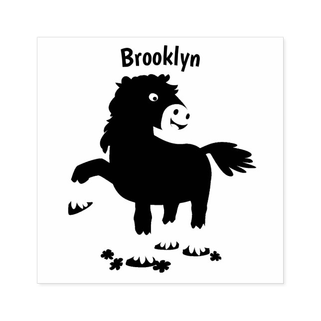 Cute Clydesdale draft horse tecknad illustration Stämpel (Tryck)