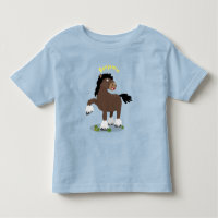 Cute Clydesdale draft horse tecknad illustration