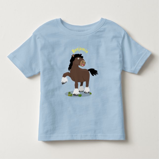 Cute Clydesdale draft horse tecknad illustration T Shirt (Framsida)