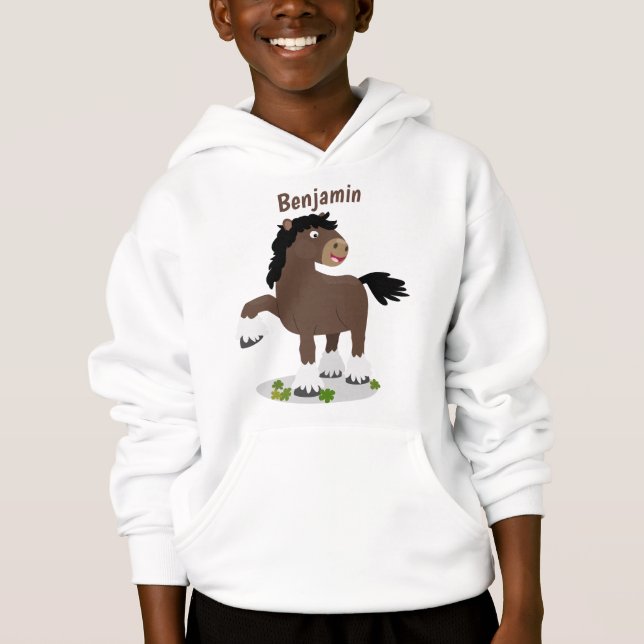 Cute Clydesdale draft horse tecknad illustration T Shirt (Framsida)