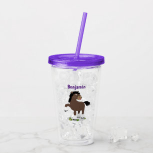 Cute Clydesdale draft horse tecknad illustration Take Away Mugg