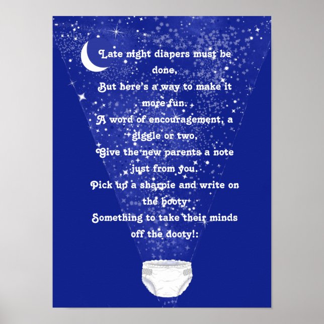 Cute Co-Ed Diaper Baby Shower Activity Poster (Framsidan)