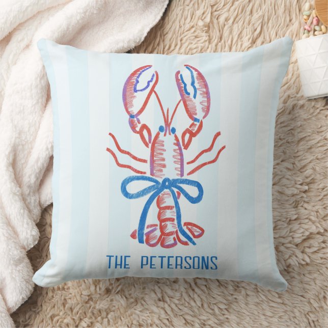 Cute Coastal Hand plockade Lobster Kudde (Filt)