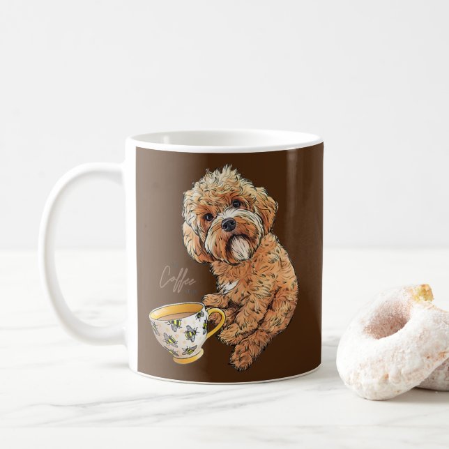 Cute Cockapoo Coffee Bee Rolig hund Art Kaffemugg (Med munk)