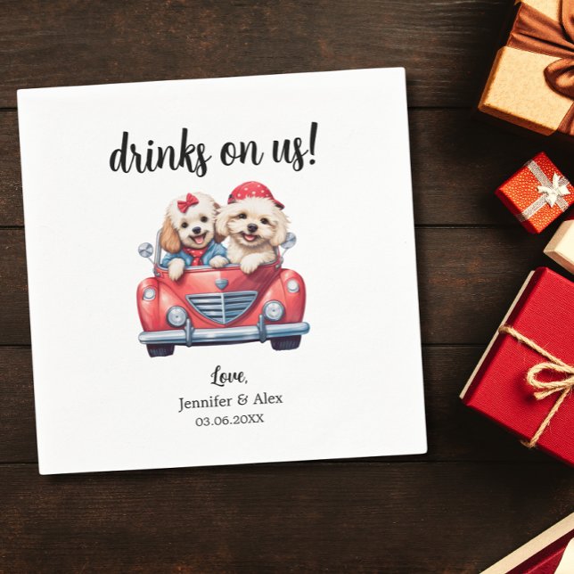 Cute Cockapoo Doodle Hund Bröllop Cocktail Anpassn Pappersservett (Skapare uppladdad)