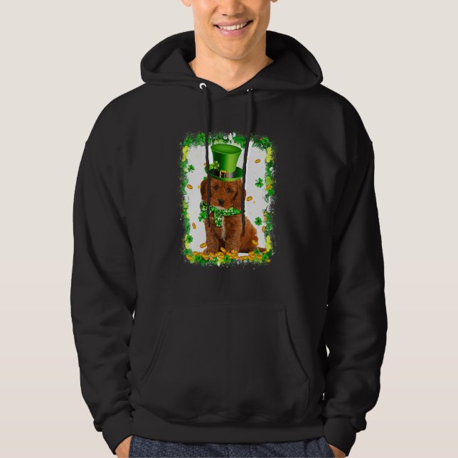 Cute Cockapoo Hund Irish Shamrock B Hoodie (Framsida)