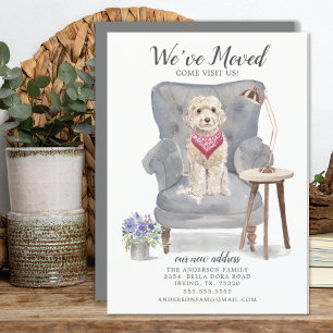 Cute Cockapoo Hund Vi har flyttat Flytta Announcem Meddelande