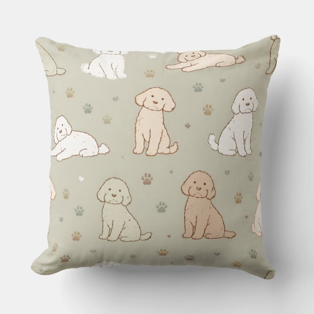 Cute Cockapoo Pattern | Dog Lover Cushion Kudde (Framsida)