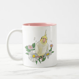 Cute Cockatiel Floral Två-Tonad Mugg