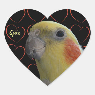 Cute Cockatiel och Hearts Hjärtformat Klistermärke