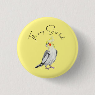 Cute Cockatiel vattenfärgspapegoja. Knapp