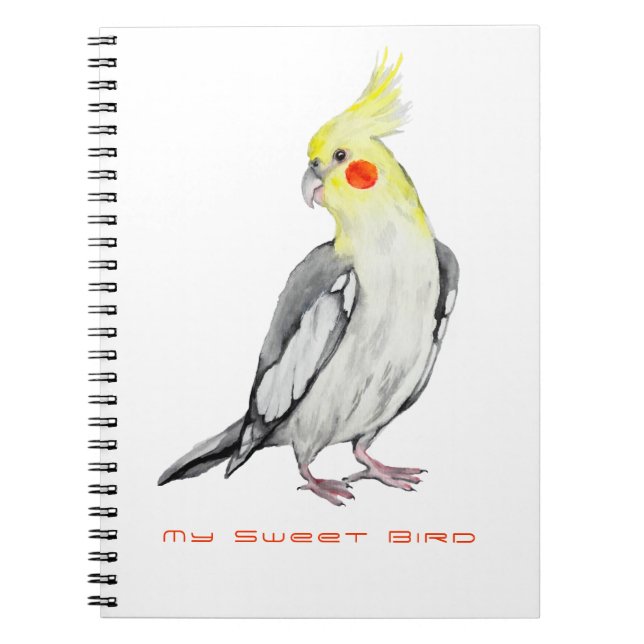 Cute Cockatiel Watercolor Parrot. Anteckningsbok (Framsidan)