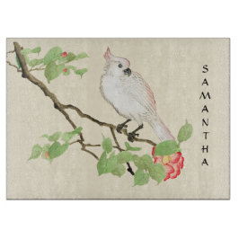 Cute Cockatoo Camellia Gren Glass-skärningspunkt