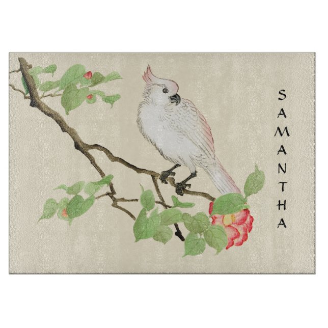 Cute Cockatoo Camellia Gren Glass-skärningspunkt (Framsidan)