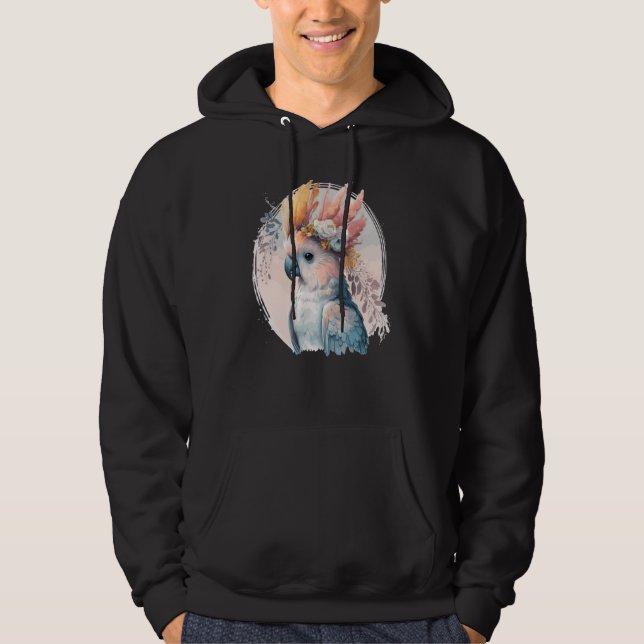 Cute Cockatoo Parrot Bird Flower Crown Pet Birds   Hoodie (Framsida)