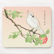 Cute Cockatoo Vintage Japansk Camellia Mousepad