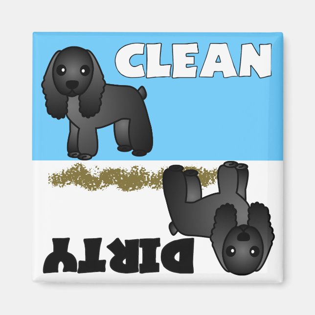 Cute Cocker Spain Clean Dirty Dishwasher Magnet (Framsidan)