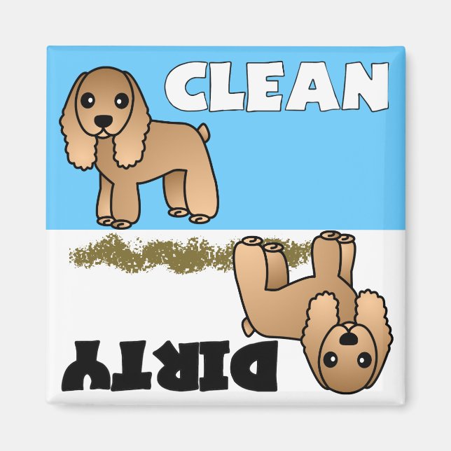 Cute Cocker Spain Clean Dirty Dishwasher Magnet (Framsidan)