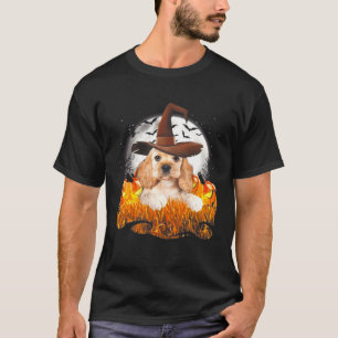 Cute Cocker Spain Hund Witch on Halloween Pumpkin T Shirt