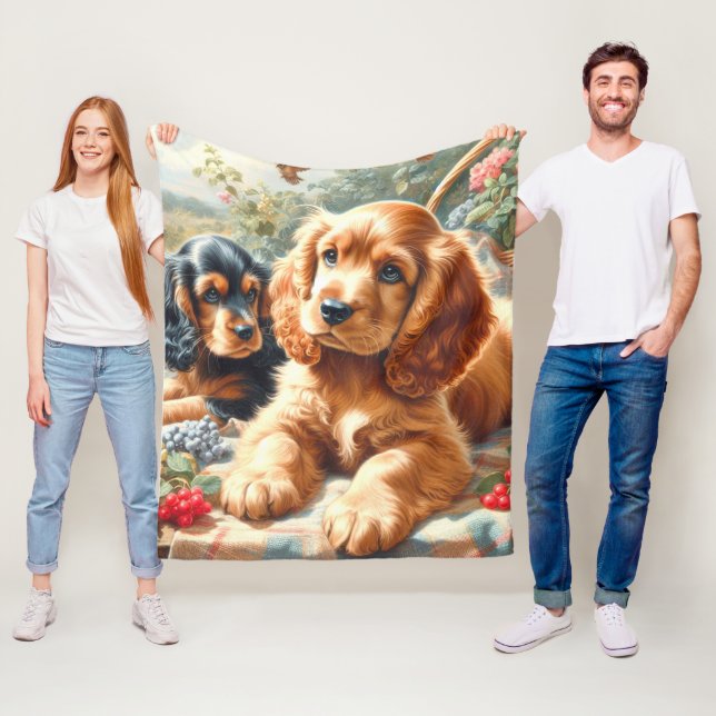 Cute Cocker Spain Painting Fleecefilt (På plats)