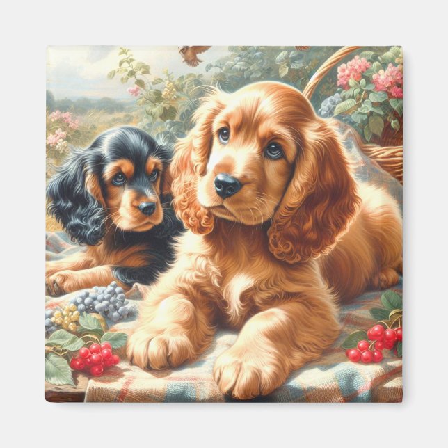 Cute Cocker Spain Painting Magnet (Framsidan)