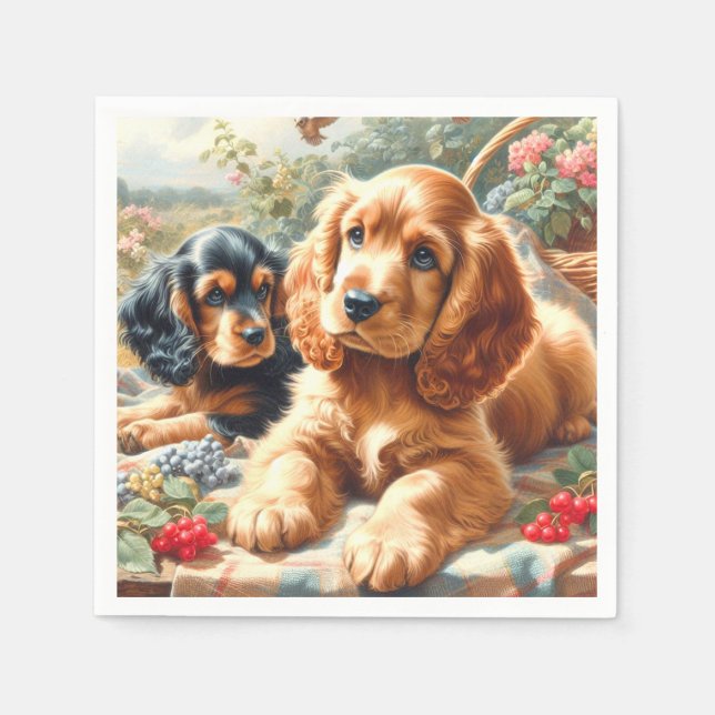 Cute Cocker Spain Painting Pappersservett (Framsidan)