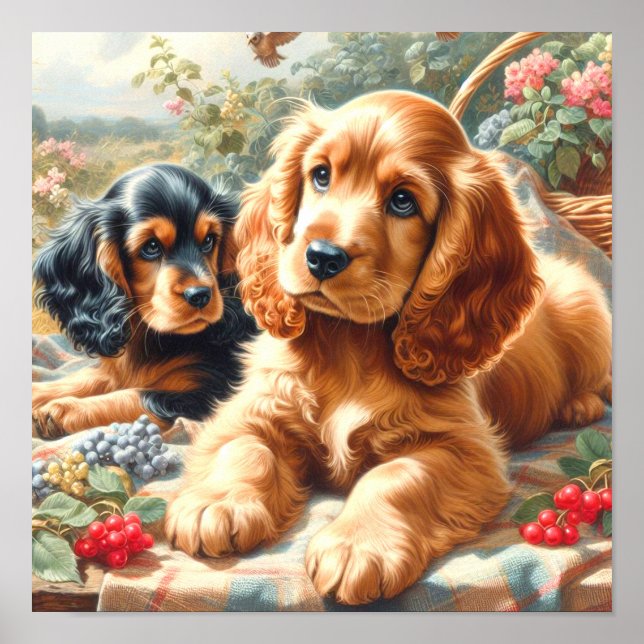Cute Cocker Spain Painting Poster (Framsidan)