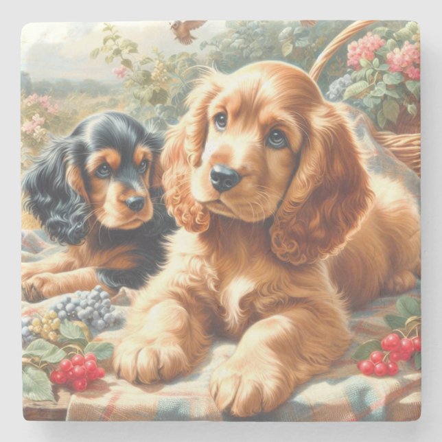 Cute Cocker Spain Painting Stenunderlägg (Framsidan)