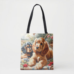 Cute Cocker Spain Painting Tygkasse