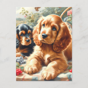 Cute Cocker Spain Painting Vykort