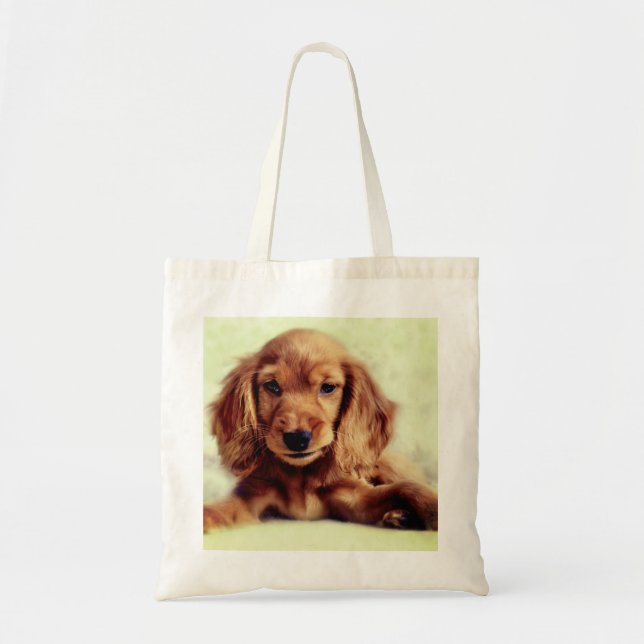 Cute Cocker Spain Puppy Hund Tote Bag Tygkasse (Framsidan)