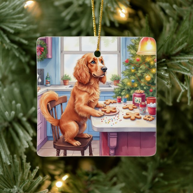 Cute Cocker Spaniel Gingerbread Baking Christmas Julgransprydnad Keramik (Träd)