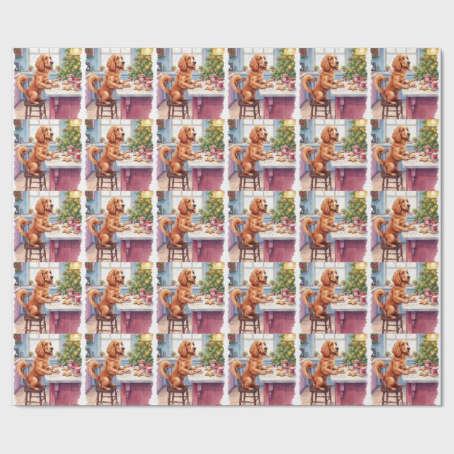 Cute Cocker Spaniel Gingerbread Baking Christmas Presentpapper (Platt)