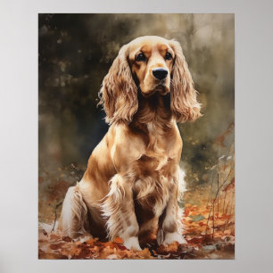 Cute Cocker Spanska Hund Art Skriv ut Poster