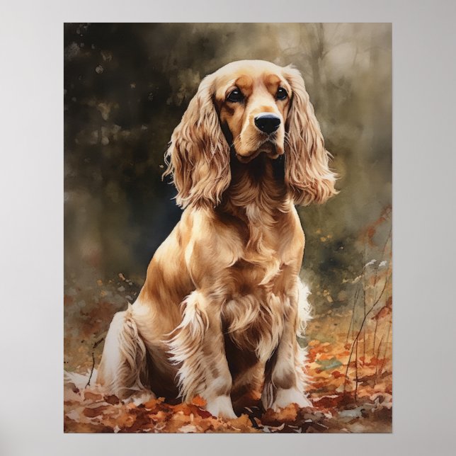 Cute Cocker Spanska Hund Art Skriv ut Poster (Framsidan)