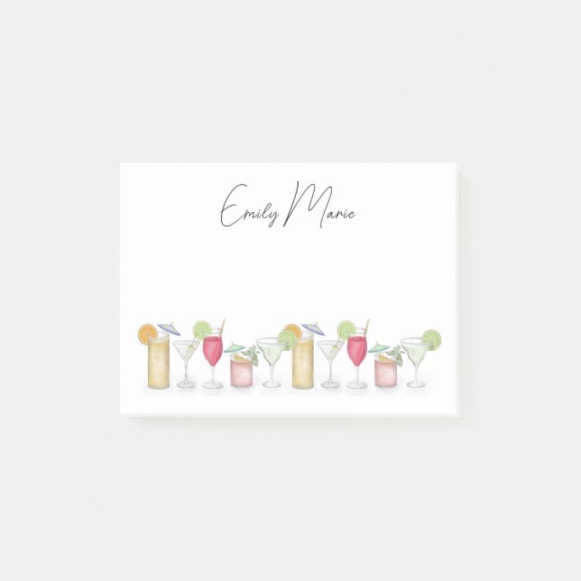 Cute Cocktail Drinks Colorful Simple Calligraphy Post-it Block (Framsida)